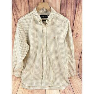 Ralph Lauren Men Shirt 2XL‎ Button Down Yellow Gray Plaid Long Sleeve 16-1/2